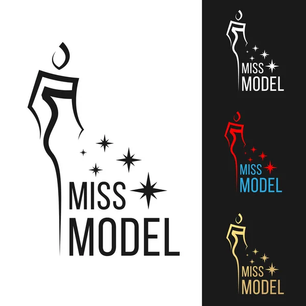 Miss Model Logo Sign Line Sharp Woman Modern Style Star — Stockvector