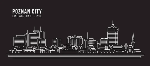 Cityscape Building Line Art Vector Illustration Design Poznan City —  Vetores de Stock