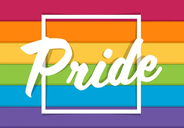 Pride Typography Text Square Frame Colorful Rainbow Background Vector Design — Stok Vektör