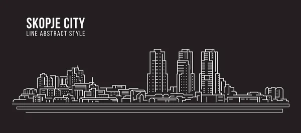 Cityscape Building Line Art Vector Illustration Design Skopje City — Stockový vektor