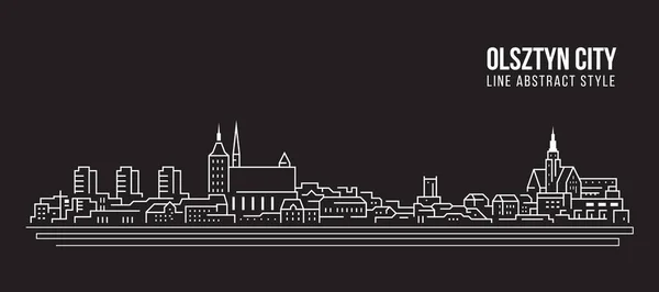 Cityscape Building Line Art Vector Illustration Design Olsztyn City — Vettoriale Stock