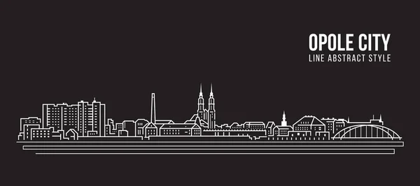 Cityscape Building Line Art Vector Illustration Design Opole City — Stockový vektor