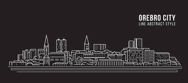 Cityscape Building Line Art Vector Illustration Design Orebro City — Stock vektor