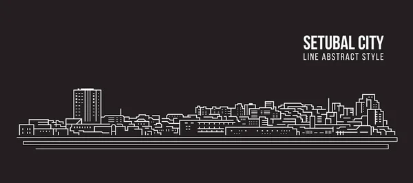 Cityscape Building Line Art Vector Illustration Design Setubal City — Vector de stock