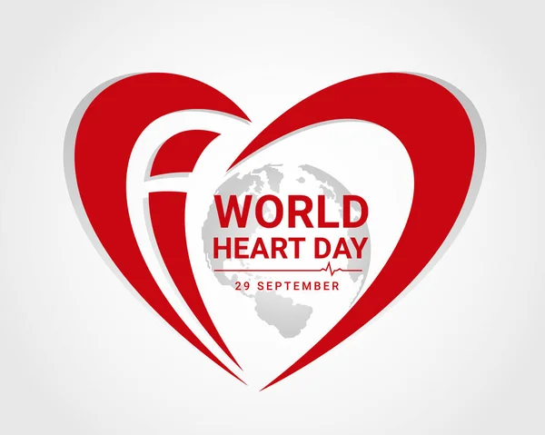 World Heart Day Text Banner Red Heart Sign Frame World —  Vetores de Stock