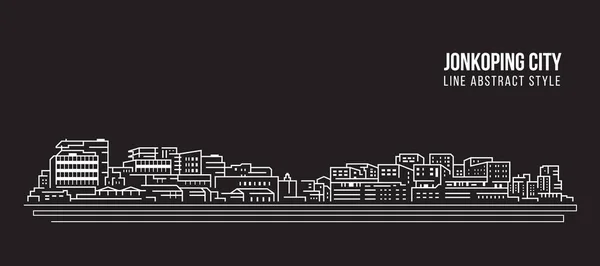 Cityscape Building Line Art Vector Illustration Design Jonkoping City — Wektor stockowy