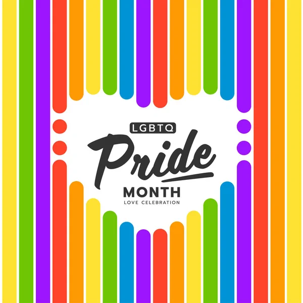 Lgbtq Pride Month Banner Text Abstract Rainbow Vertical Line Heart — Stok Vektör