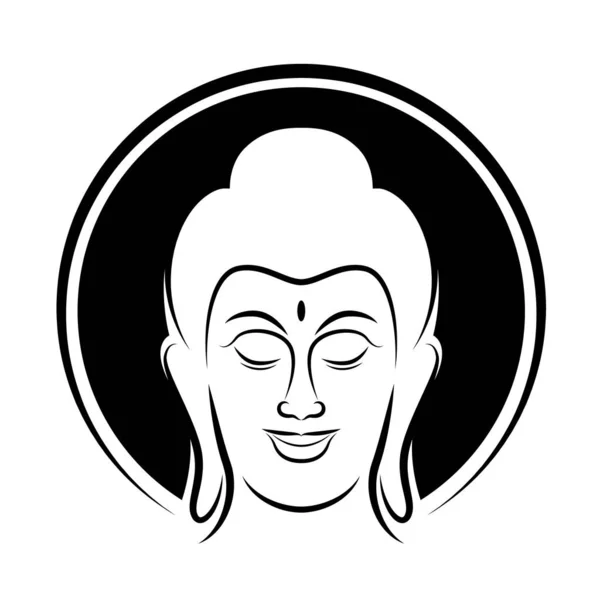 Kopf Buddha Und Kreis Kopf Radius Zeichen Mit Linie Stil — Stockvektor