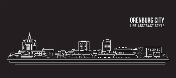 Cityscape Building Line Art Vector Illustration Design Orenburg City — Archivo Imágenes Vectoriales