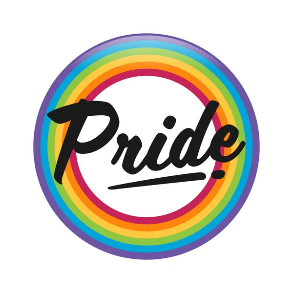 Pride Text Rainbow Flag Circle Ring Vector Design — Stok Vektör