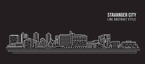 Cityscape Building Line Art Vector Illustration Design Stavanger City — Image vectorielle