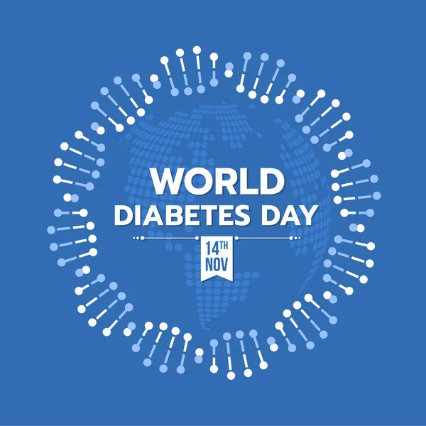 World Diabetes Day Banner Dna Circle Ring Sign Text Blue — Vetor de Stock