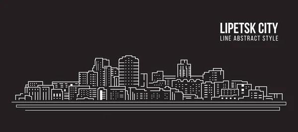 Cityscape Building Line Art Vector Illustration Design Lipetsk City — Stock vektor