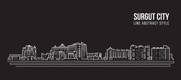 Cityscape Building Line Art Vector Illustration Design Surgut City — Vector de stock