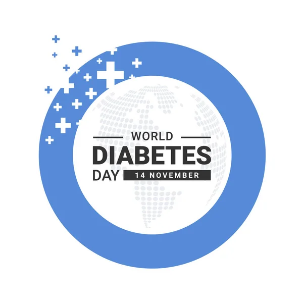 World Diabetes Day Banner Circle Ring Blue Frame Abstract Cross — Stock vektor