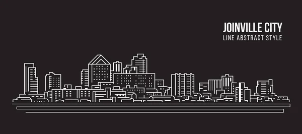 Cityscape Building Panorama Line Art Vector Illustration Design Joinville City — Stock Vector