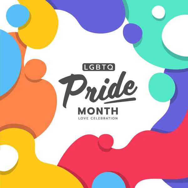 Lgbtq Pride Month Text Abstract Colorful Rainbow Smooth Curve Bubble — Stok Vektör