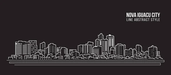 Cityscape Building Panorama Line Art Vector Illustration Design Nova Iguacu — Vector de stock