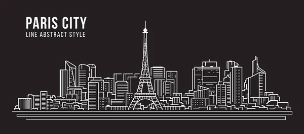 Cityscape Building Panorama Line Art Vector Illustration Design Paris City — Image vectorielle