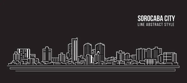 Дизайн Векторной Иллюстрации Панорамной Линии Здания Города Город Сорокаба — стоковый вектор