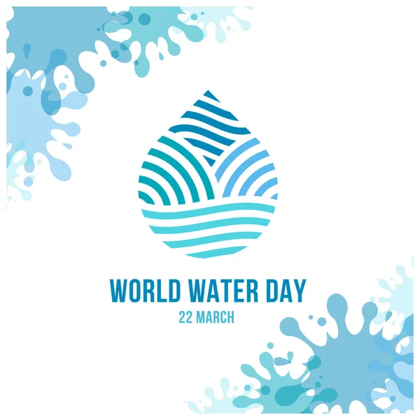 World Water Day Banner Blue Drop Water Sign Line Water — ストックベクタ