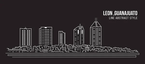 Cityscape Building Panorama Line Art Vector Illustration Design Leno City — Stockový vektor