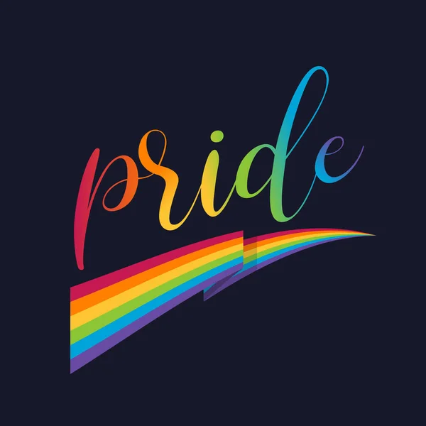Pride Gradient Typography Text Rainbow Flag Dark Background Vector Design — Stok Vektör