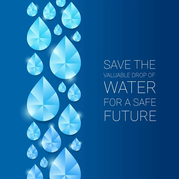 Valuable Drop Water Safe Future Text Drop Water Cystal Blue — Stock vektor