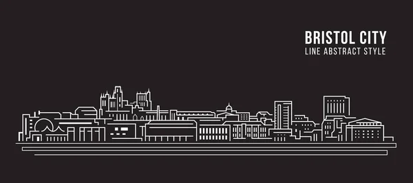 Cityscape Building Line Art Vector Illustration Design Bristol City — Vector de stock