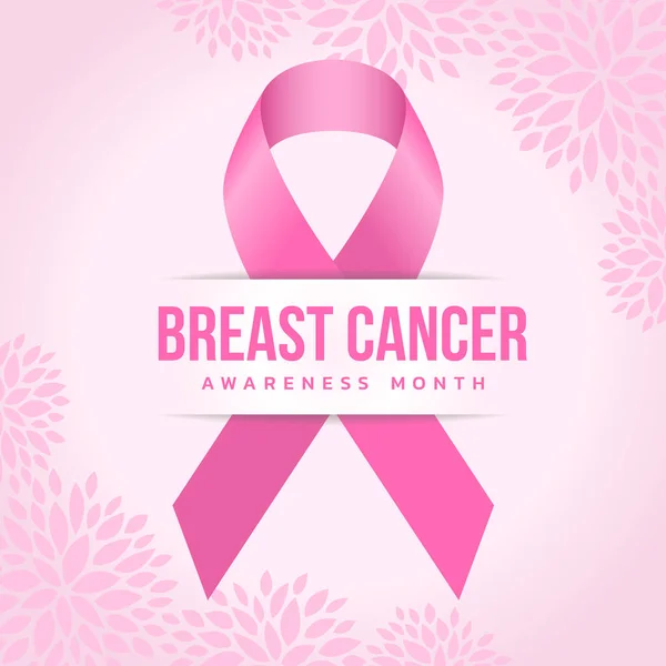 Breast Cancer Awareness Month Text Pink Ribbon Sign Abstract Pink — Image vectorielle