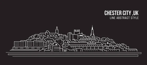 Cityscape Building Line Art Vector Illustration Design Chester City — Archivo Imágenes Vectoriales