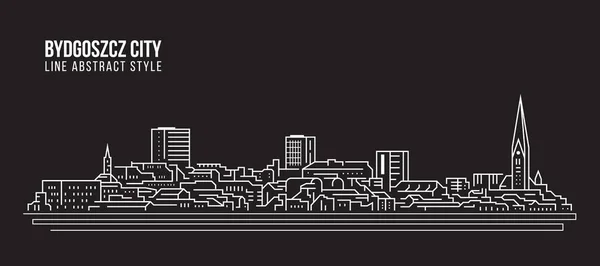 Cityscape Building Line Art Vector Illustration Design Bydgoszcz City — Image vectorielle