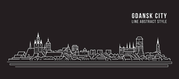 дизайн векторной иллюстрации градостроительной линии - город Гданьск