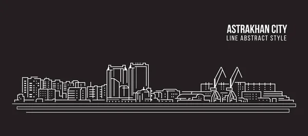 Cityscape Building Line Art Vector Illustration Design Astrakhan City — Stock vektor