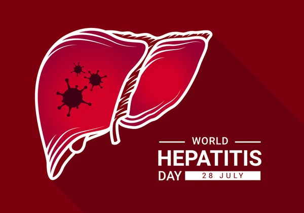 World Hepatitis Day Red Human Liver Virus Outline Drawing Sign — 图库矢量图片