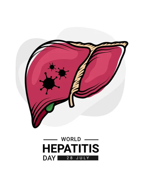 World Hepatitis Day Human Liver Virus Outline Drawing Sign Vector — 图库矢量图片