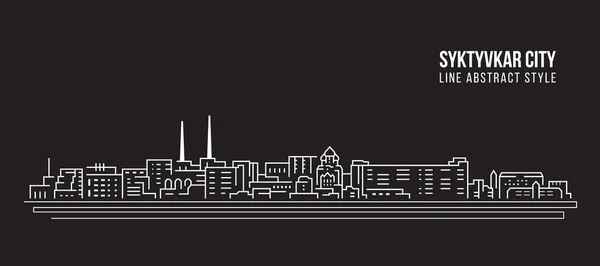 Панорамная Линия Здания Городского Ландшафта Дизайн Векторной Иллюстрации Город Сыктыкар — стоковый вектор