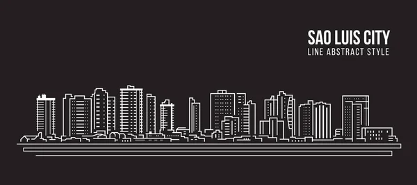 Citybuilding Panorama Line Art Vector Illustration Design Sao Luis City — стоковый вектор