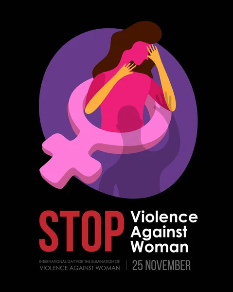 International Day Elimination Violence Woman Banner Female Sign Women Attacked — Image vectorielle