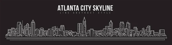 Cityscape Building Panorama Line Art Vector Illustration Design Atlanta City — Vetor de Stock