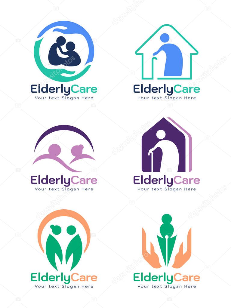 Elderly care logo sign vector set design