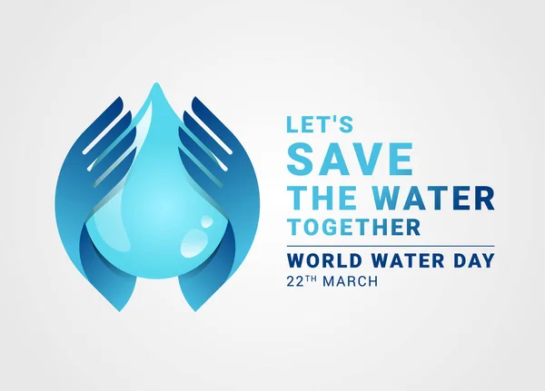Let Water Together World Water Day Banner Hand Hold Care — Vector de stock