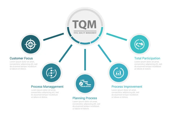 Tqm Total Quality Management Diagram Chat Icon Topic Vector Design — Vetor de Stock