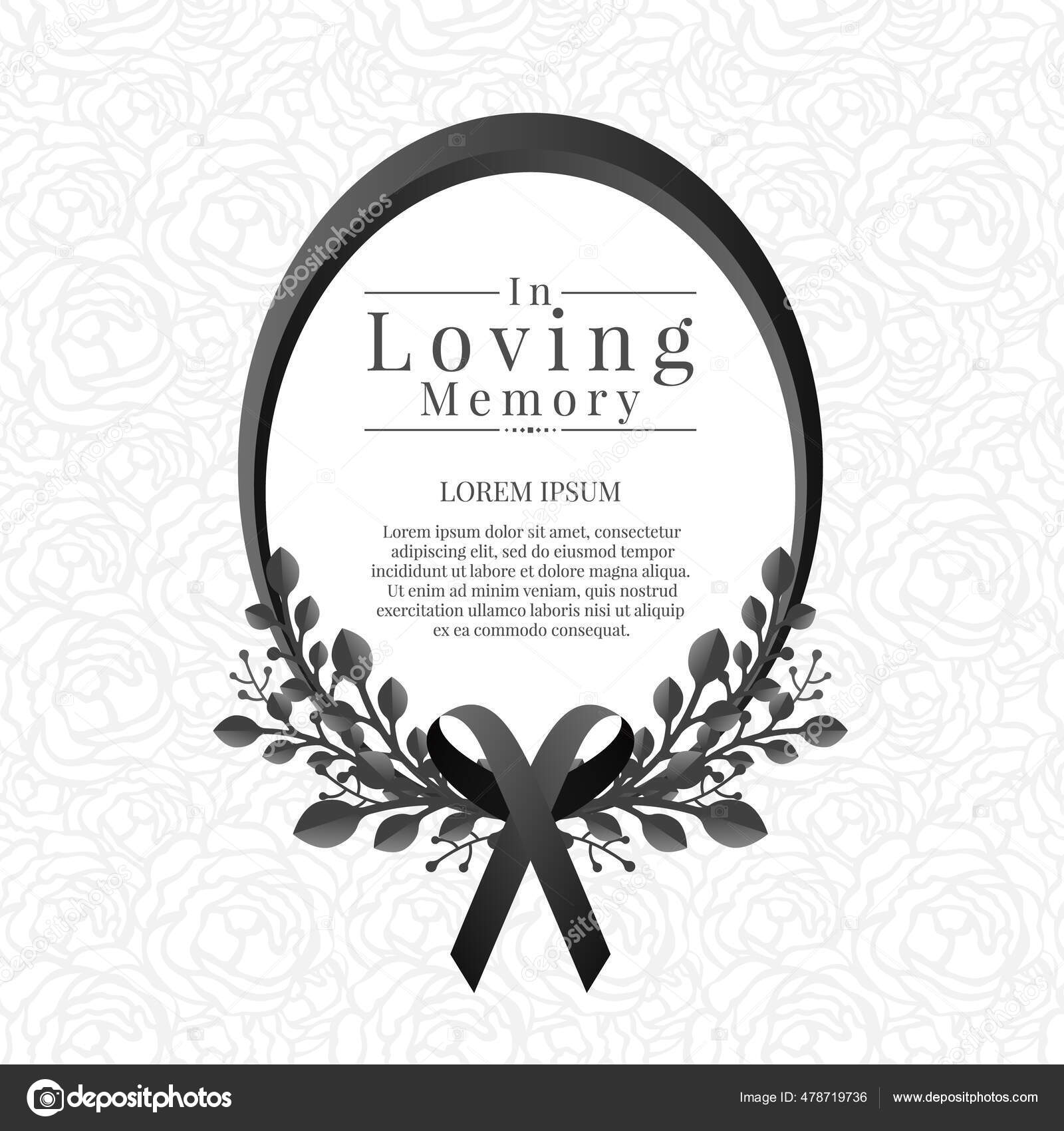 Loving Memory Text Oval Frame Leaf Bouquets Black Ribbon Abstract Stock  Vector Image by ©Beginos #478719736