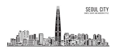 Cityscape Building Simple architecture modern abstract style art Vector Illustration design -  Seoul city
