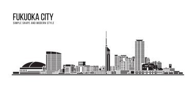 Cityscape Building Abstract Simple shape and modern style art Vector design - Fukuoka city