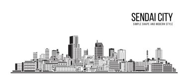 Cityscape Building Abstract Simple shape and modern style art Vector design - Sendai city