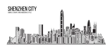 Cityscape Building Abstract Simple shape and modern style art Vector design - Shenzhen city