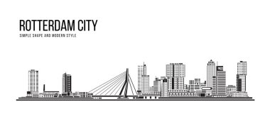 Cityscape Building Abstract Simple shape and modern style art Vector design - Rotterdam city , Netherlands clipart