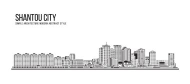 Cityscape Building Abstract Simple shape and modern style art Vector design -  Shantou city